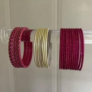 Kids Indian Pink/Gold Bangles 2-¼ inches